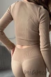 Кроп-топ в рубчик с длинными рукавами INSECRET CROP TOP RIBBED NUDE L/XL Бежевый - изображение 5
