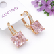 Серьги Xuping длина 1.9см ширина 9мм медицинское золото позолота 18К цирконий с1397 - изображение 1