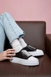 Стильные кеды PARADIZE SHOES кожаные черно-белого цвета на высокой белой подошве 39 размер (стелька 25,5 см) - изображение 5