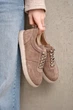 Стильные замшевые кеды PARADIZE SHOES темно-бежевого цвета на низкой бежевой подошве 39 размер (стелька 26 см) - изображение 2