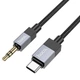 Аудіокабель AUX Hoco UPA32B Black Type-C на mini-Jack 3.5 мм у нейлоновому обплетенні 1 м Чорний - зображення 1