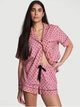 Піжама фланелева Victoria's Secret Flannel Short Pajama Set у спокійному пудровому кольорі у горошок L - зображення 1