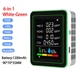 Анализатор качества воздуха 6в1 PM2.5 PM10 CO CO2 TVOC HCHO с аккумулятором AQD-01 Green White - изображение 1
