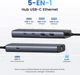 Хаб USB 3.2 Type-C -> 1xUSB-A 3.2/ 1xUSB-A 2.0/2xUSB-C 3.2/ RJ45 PD CM512 сірий UGREEN - зображення 3
