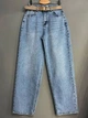 Джинси жіночі Dragon 8332 skater baggy jeans з ременем банани 26 блакитні - зображення 4