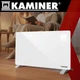 Электрический стеклянный конвектор Zelva Kaminer 26573 White напольный обогреватель 2.5 кВт терморегулятор и LED дисплей управление через Wi-Fi и пультом - изображение 2