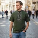 Футболка вышиванка с геометрическим узором мужская Коломыя M Хаки - изображение 1
