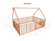 Детский деревянный манеж-кровать домик Монтессори BUSY WOOD напольная Модель 6 200х90 см Серый - изображение 2