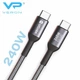 Кабель USB-C – Type-C 240W (48V 5A) Veron 1м PD 3.1 EPR для ноутбука, MacBook, iPad, смартфона, быстрая зарядка CC-14 - изображение 1