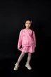 Детский костюм для девочки двойка с бантиками (свитшот и юбка) с мраморным эффектом Розовый 128-134 (KSvJDMB-2) - изображение 2