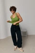Однотонна трикотажна майка в рубчик - зелений цвет, ONE SIZE - изображение 3