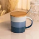 Порцелянова чашка з кришкою і бамбуковою ручкою Cuppy кухоль для чаю 350 мл з десертною ложкою на подарунок - зображення 5