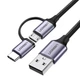 Кабель Ugreen 2-in-1 USB-A/micro USB/USB Type-C 2.4A 1m Black (UGR243BLKGRY) - зображення 1
