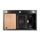 Lidz Handmade H7545B Мийка для кухні інтегрована Decor Black PVD Honeycomb 3,0/1,0 мм LDH7545BDECPVD48373 - зображення 2