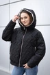 Демісезонна куртка Mila Nova К-315 50 чорний+молоко - изображение 4