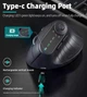 Беспроводная вертикальная игровая мышка JOMAA 2.4Ghz Bluetooth для ПК, ноутбука, MacBook, аккумуляторная темно-серая - изображение 4