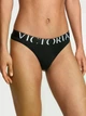 Котонові трусики-стрінги Victoria's Secret Exploded Logo Cotton Thong Panty M Чорні 27245934 - изображение 1