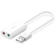 Звукова карта USB AUX jack, TRRS (Mic + Ear), ALC4042 15cm Ugreen Біла US205 - изображение 1