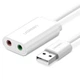 Звукова карта USB AUX jack, TRRS (Mic + Ear), ALC4042 15cm Ugreen Біла US205 - изображение 2