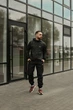 Мужской демисезонный костюм Windrunner Jacket & President: влагостойкая ветровка и мембранные брюки, защита от ветра и дождя чёрный/S - изображение 1