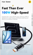 Кабель Essager 100W EXCTT1-ML0G-P Type-C – Type-C 1м з дисплеєм, PD 5A, E-Marker чип, швидка зарядка, USB-C - зображення 3