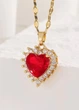 Цепочка женская с кулоном сердцем с красным камнем Fashion Jewelry Золотистая 19403 - изображение 1