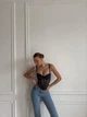 Корсет с полупрозрачной сеточкой. Синий корсет с бюстом на косточках, размер 85С - изображение 5