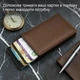 Картхолдер визитница карточница карманная для карточек GDragon Home кардхолдер кошелек картодержатель для кредитных дисконтных карт визиток документов с зажимом для денег выдвижным механизмом RFID защитой под карточки кожаный Коричневый 125_3_0_3 - изображение 12
