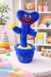Интерактивная детская мягкая игрушка для мальчика и девочки Хагги Вагги - Танцующий и поющий кактус повторюшка Хаги Ваги СИНИЙ, 35 см, на аккумуляторе - изображение 1