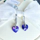 Серебряные серьги сердце с кристаллами Swarovski синий хамелеон, родированные (5004) - изображение 3