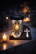 Лампадка на солнечной батарее металлическая серебристая 15.5 см | LED имитация пламени - изображение 2