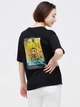 Футболка хлопковая оверсайз длинная женская Uniqlo 666286036 XS Черная с принтом (1159855707) - изображение 1