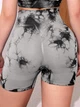 Шорты с пуш ап спортивные женские для фитнеса, бесшовные, Tie-Dye, (светло-серый), S - изображение 4