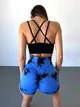 Шорти з пуш ап спортивні жіночі для фітнесу, безшовні, Tie-Dye, (синьо-чорний), S - зображення 7