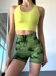 Шорти з пуш ап спортивні жіночі для фітнесу, безшовні, Tie-Dye, (зелено-чорний), S - зображення 4