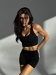 Спортивный топ с пуш ап для фитнеса женский со съемными чашечками, Active, (черный), M - изображение 6