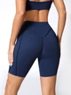 Жіночий спортивний фітнес комплект з зовнішніми швами, кроп-топ та шорти, Sculpt Armor, (темно-синій), M - зображення 7