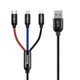 Кабель Baseus Three Primary Colors 3-in-1 USB to Lightning + Micro-USB + USB-C 3.5A 1.2m Black (CAMLT-BSY01) - зображення 1
