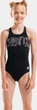 Купальник слитный для девушек Arena GRAPHIC SWIMSUIT V BACK черный, белый Дит 128 см - изображение 1