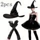 Уникальная шляпа Ведьмы с перчатками комплект [BU8074501] Black - изображение 3