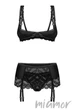 Комплект білизни еротичний відкритий з поясом Obsessive Lecille set L/XL Чорний - зображення 3