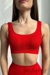 Топ на широких бретелях в рубчик InSecret Top Basic Ribbed AURORA RED S/M червоний - зображення 1