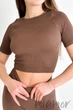 Футболка кроп-топ в рубчик InSecret Crop T-Shirt Ribbed Deep Taupe L/XL Тауп - изображение 4