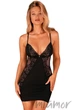 Комбінація сатинова з трусиками Obsessive Maderris chemise XS/S Чорна - зображення 1