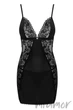 Комбінація сатинова з трусиками Obsessive Maderris chemise XS/S Чорна - зображення 3