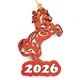 Новогодняя игрушка-магнит "Год Лошади 2026" с магнитом 10х6.5 см Красный ХДФ - изображение 1