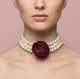 Перлинний чокер «Royal Rose» з об’ємною атласною квіткою Honey Fashion Accessories бордовий (120370) - изображение 1