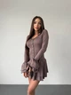 Эластичное платье клеш мини кофейного цвета 37171 42/44 - изображение 4