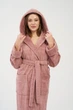 Жіночий махровий халат Nusa 4365 пудровий з капюшоном L/XL - зображення 4
