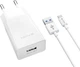Мережевий зарядний пристрій Bavin PC895Y-C 18W USB-A 2.4A Fast Charging + кабель USB-A/Type-C White (C-PC895Y-C WH) - зображення 1